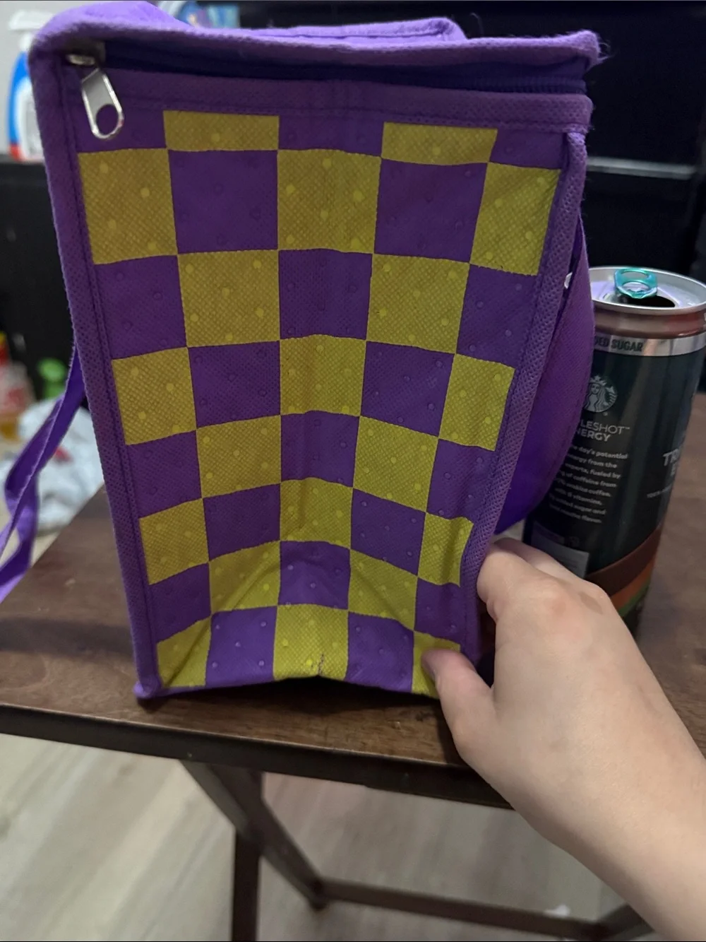 Purple Insulated Lunch Tote - Compact Home Storage Bag